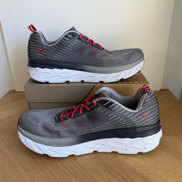 Hoka One One Bondi 6 Grey/Red Men Running Sneakers- SZ 14 main image 9